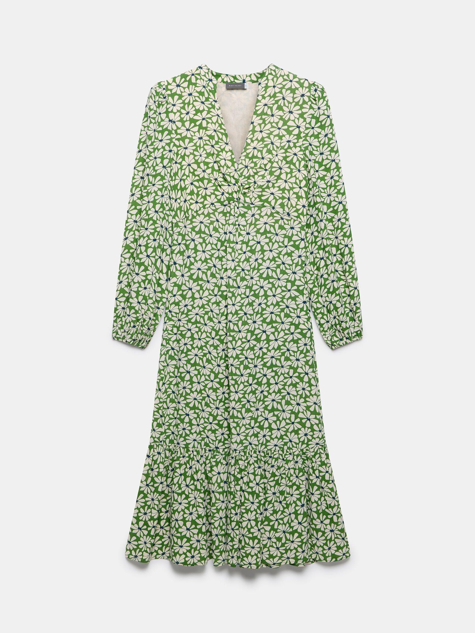Product image 7 of 8, which shows Mint Velvet Floral Print Midi Dress, Green, 6