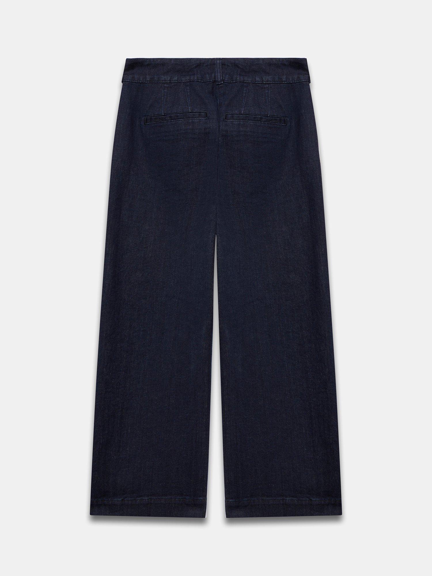 Product image 7 of 7, which shows Mint Velvet Button Detail Cropped Jeans, Dark Indigo, 6R