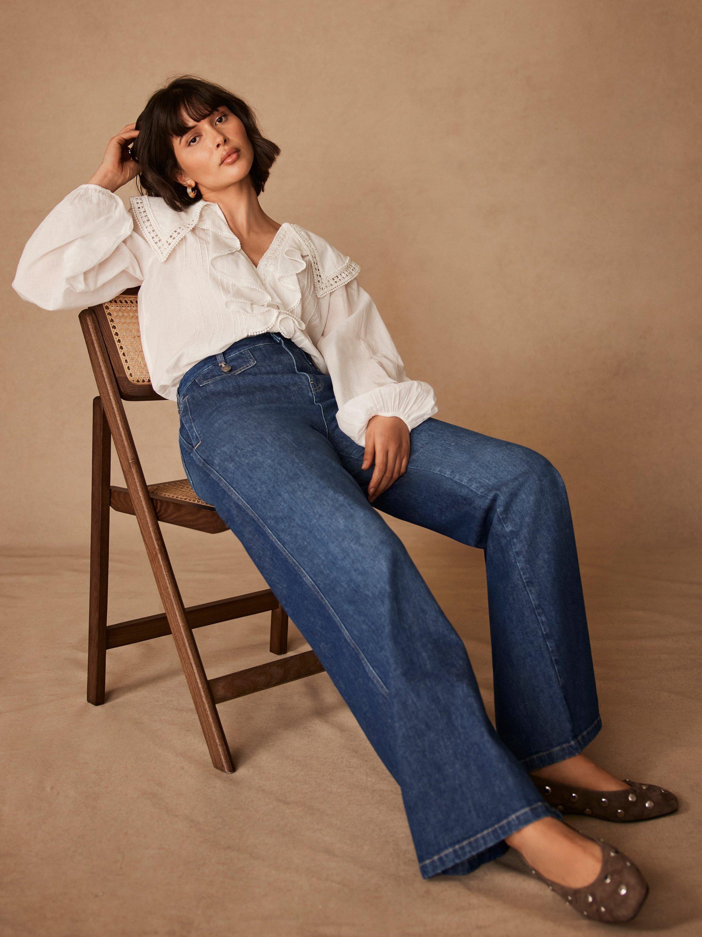Product image 2 of 7, which shows Mint Velvet Palazzo Wide Leg Jeans, Blue, 8R