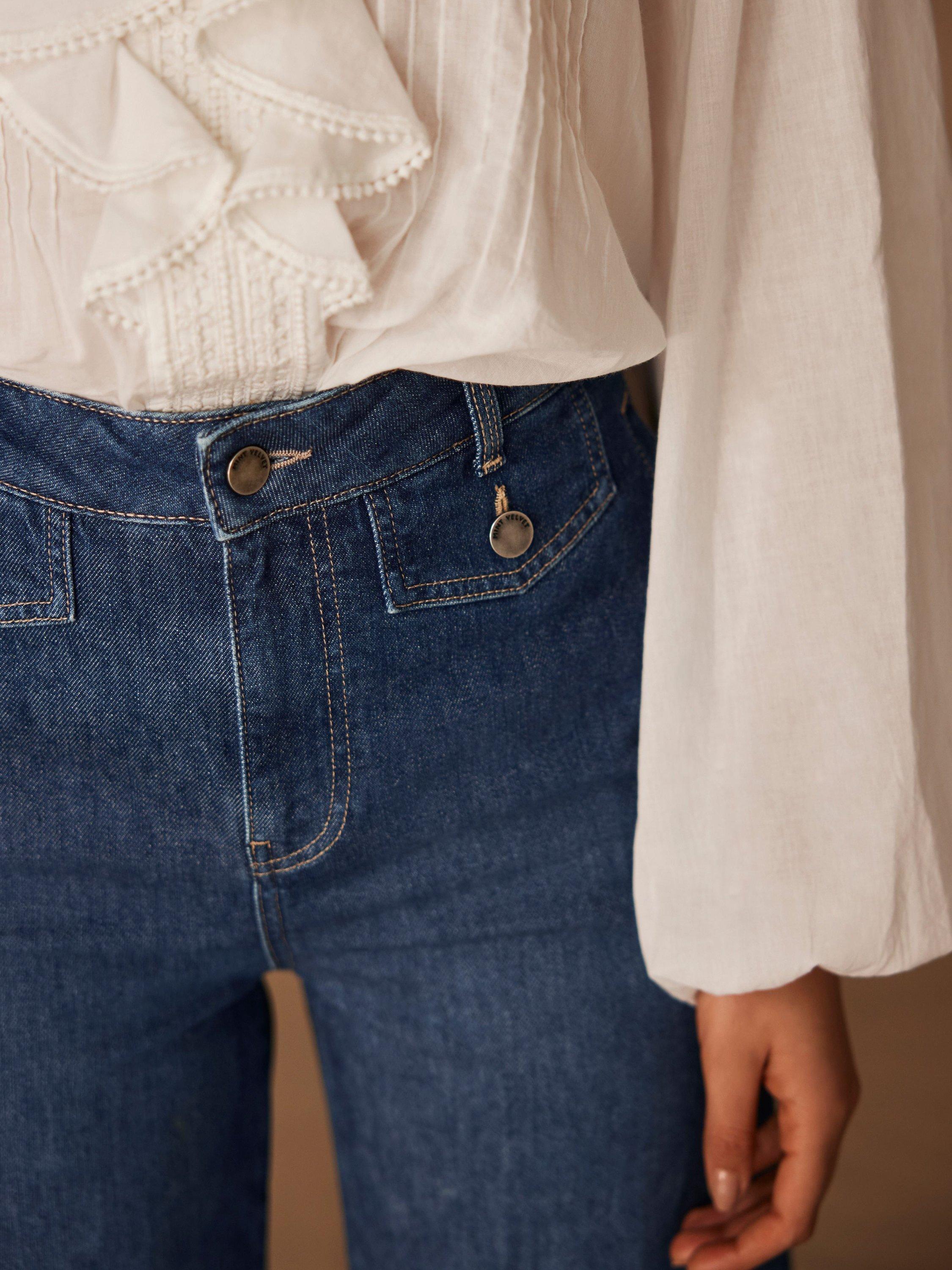 Product image 3 of 7, which shows Mint Velvet Palazzo Wide Leg Jeans, Blue, 8R