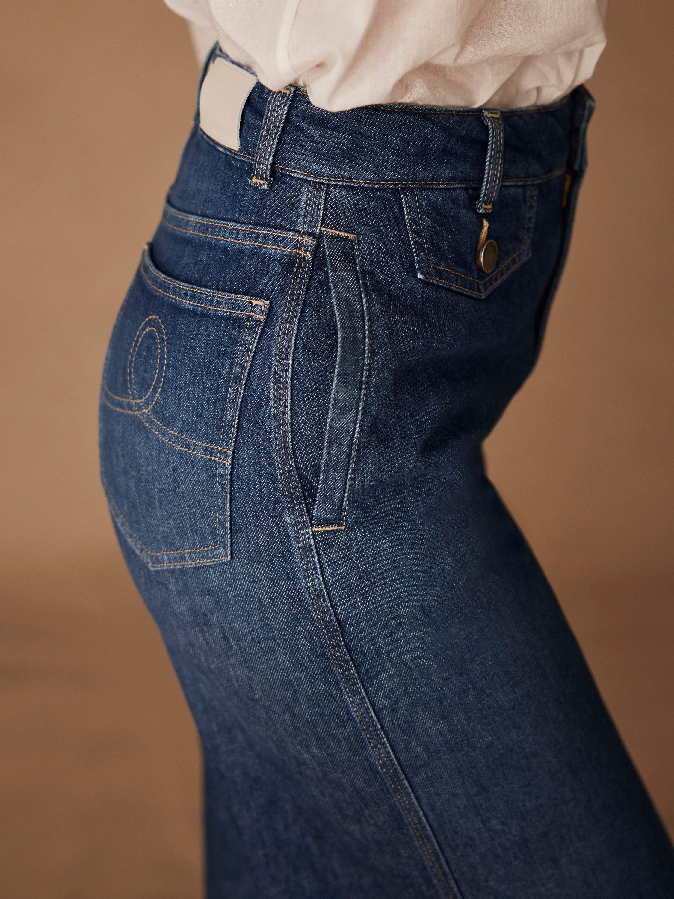 Product image 5 of 7, which shows Mint Velvet Palazzo Wide Leg Jeans, Blue, 8R