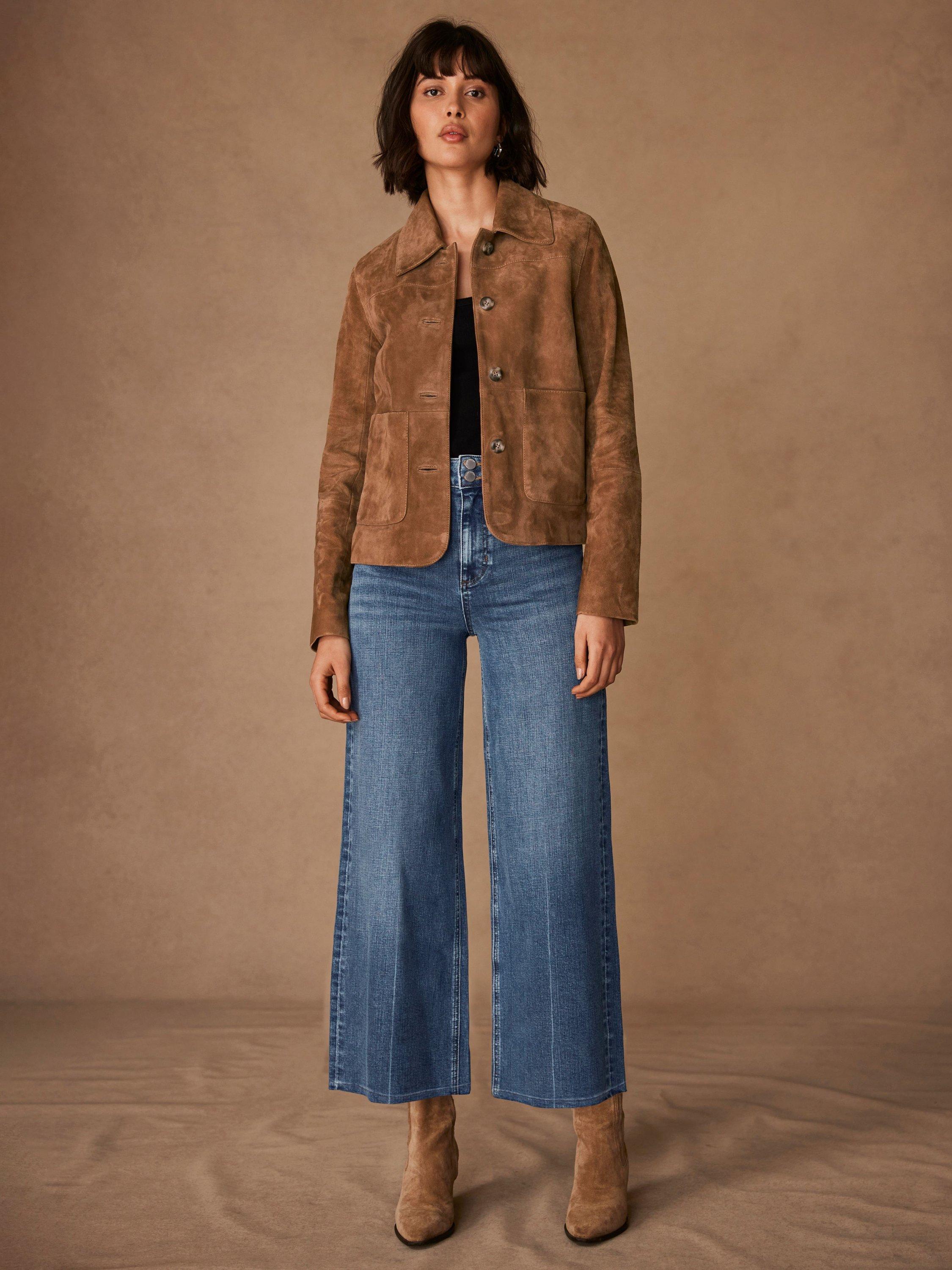 Product image 4 of 6, which shows Mint Velvet Cropped Wide Leg Jeans, Indigo, 6R