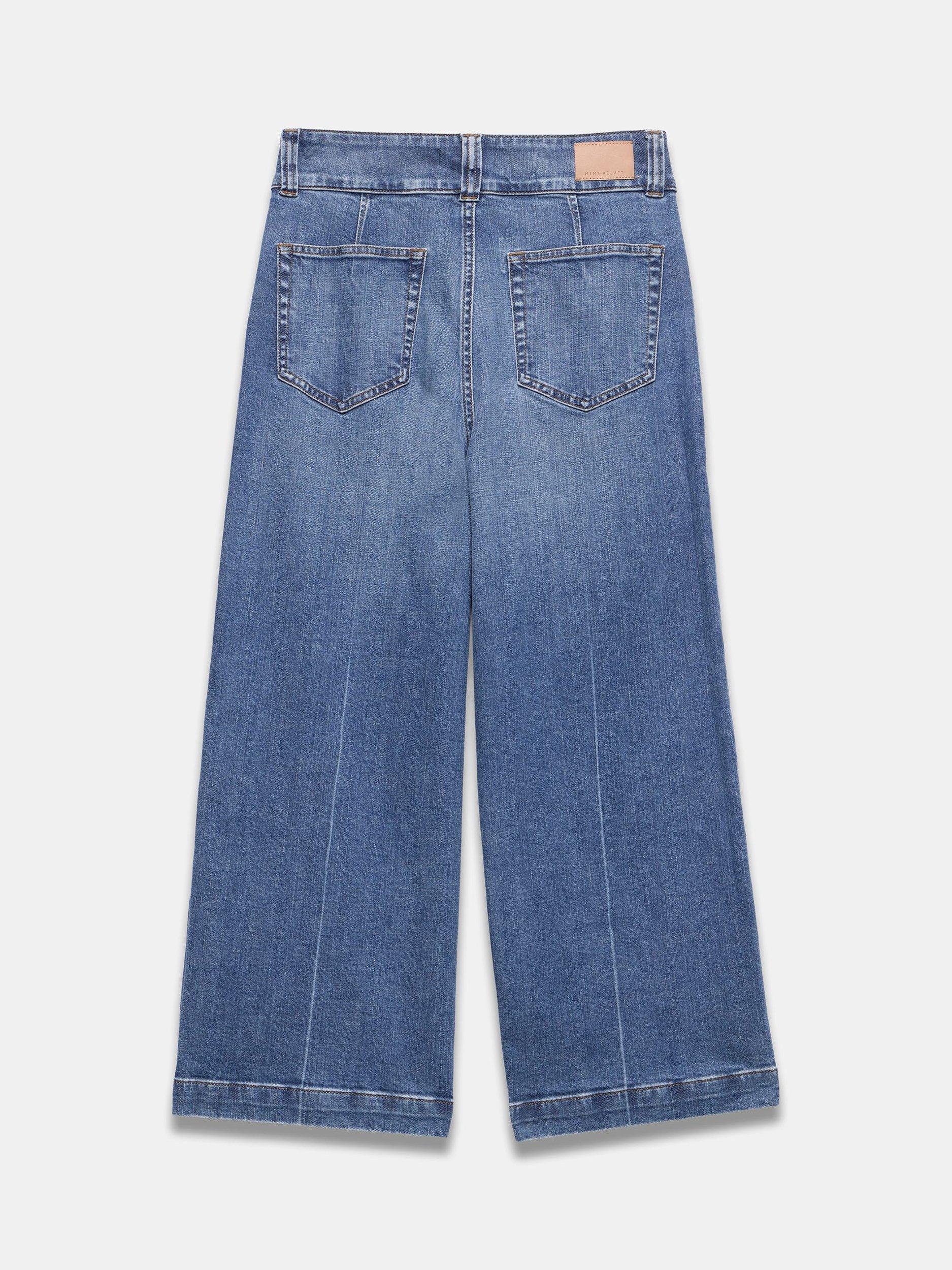 Product image 6 of 6, which shows Mint Velvet Cropped Wide Leg Jeans, Indigo, 6R