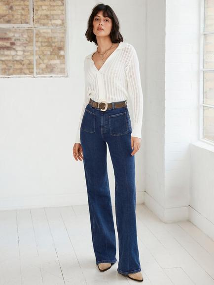 Mint Velvet Comfort Stretch Relaxed Straight Jeans, Blue, Blue