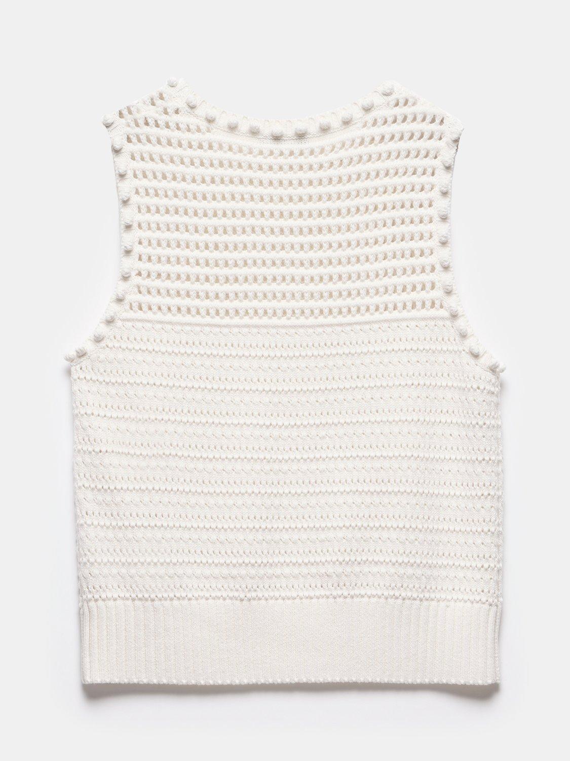 Product image 8 of 8, which shows Mint Velvet Open Stitch Sleeveless Knit Top, Cream, M