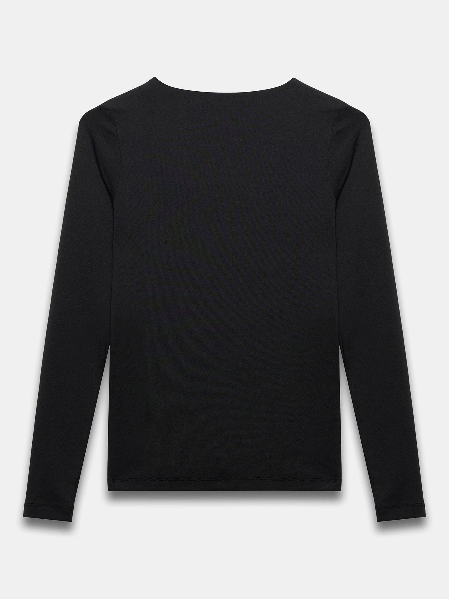 Product image 6 of 7, which shows Mint Velvet Layering V-Neck Long Sleeve Top, Black, L