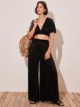 Mint Velvet Beach Plisse Top & Trousers Set, Black