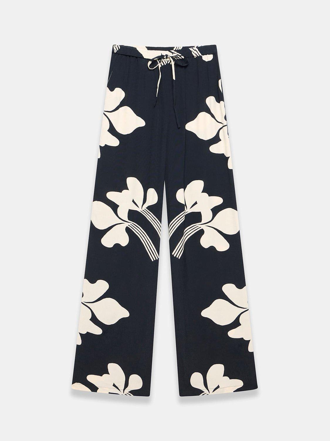 Product image 6 of 8, which shows Mint Velvet High Waist Graphic Print Trousers, Black/White, XS
