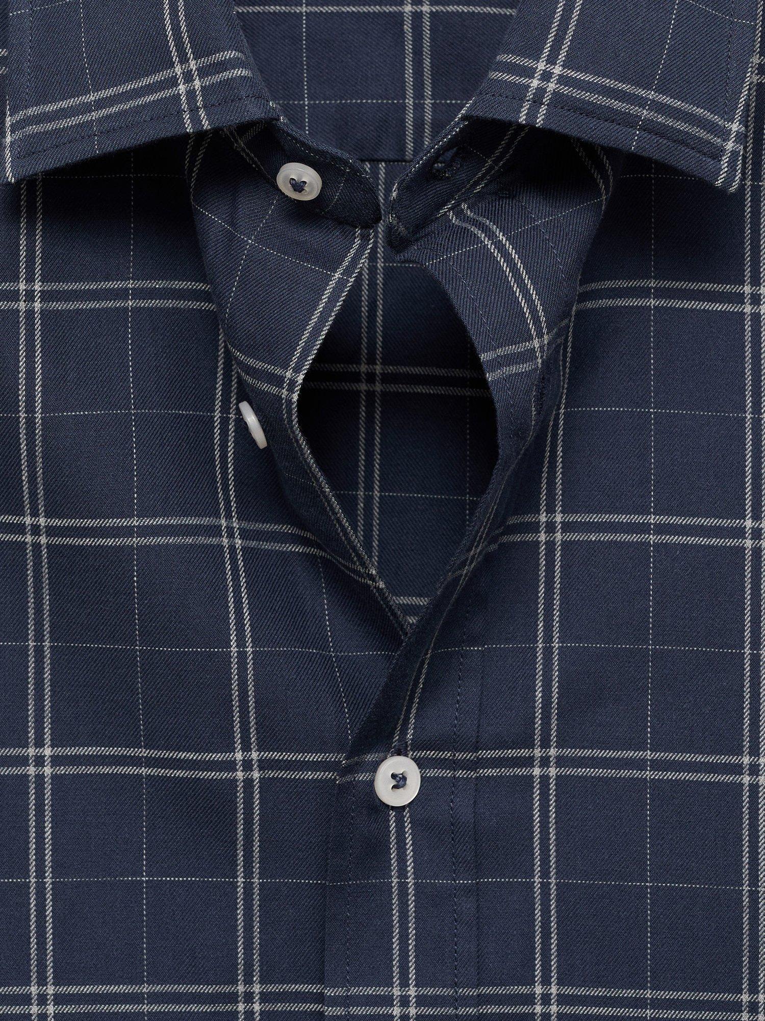 Product image 8 of 8, which shows Mango Roma Cotton Regular Fit Check Shirt, Navy, L