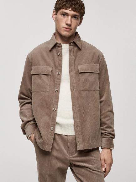Mango Pietro Cotton Corduroy Regular Fit Shirt, Medium Grey, Medium Grey