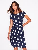 Boden Amelie Polka Dot Jersey Dress, Navy/White
