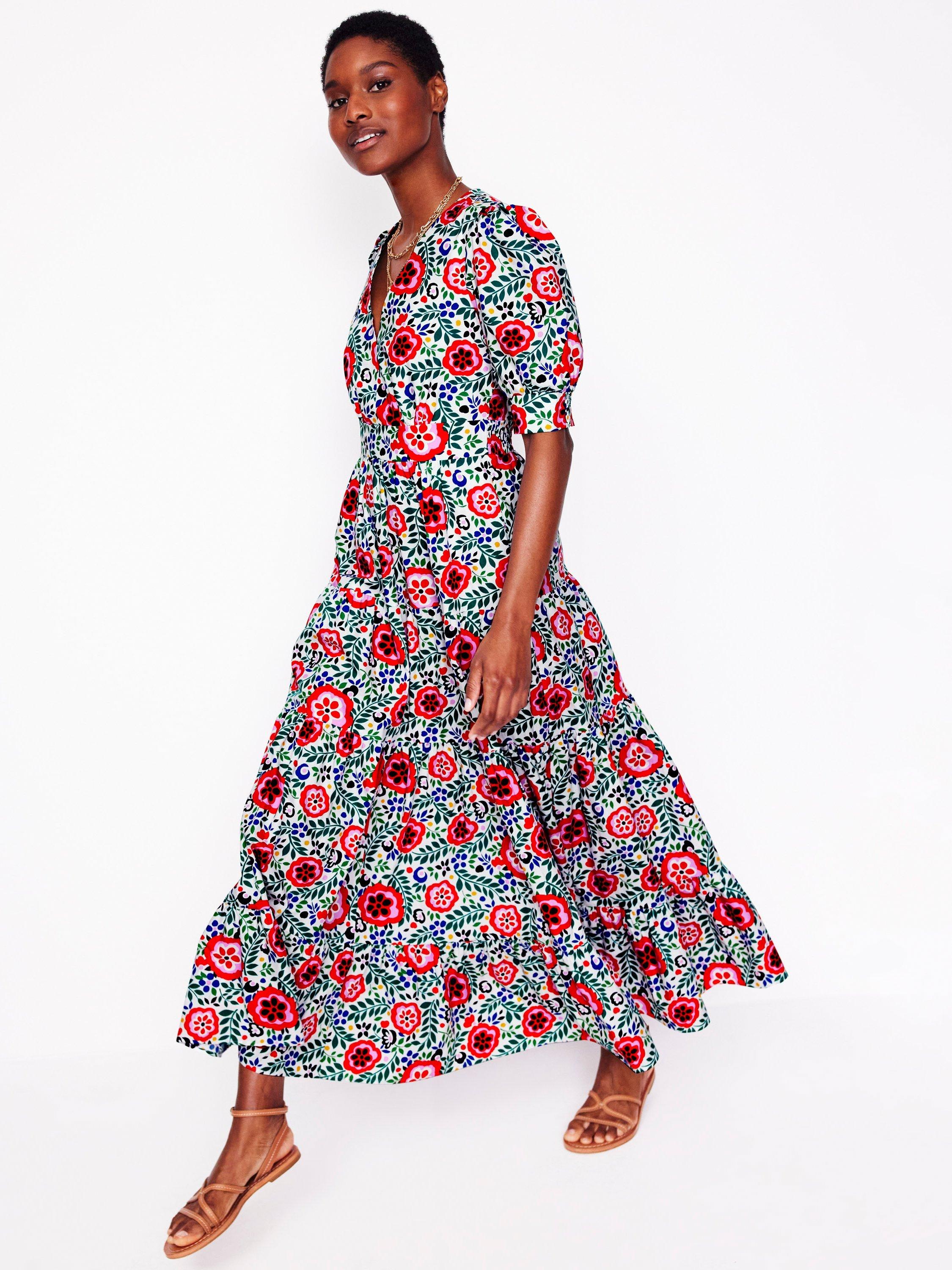 Product image 5 of 7, which shows Boden Bella Floral Puff Sleeve Maxi Dress, Multi, 8
