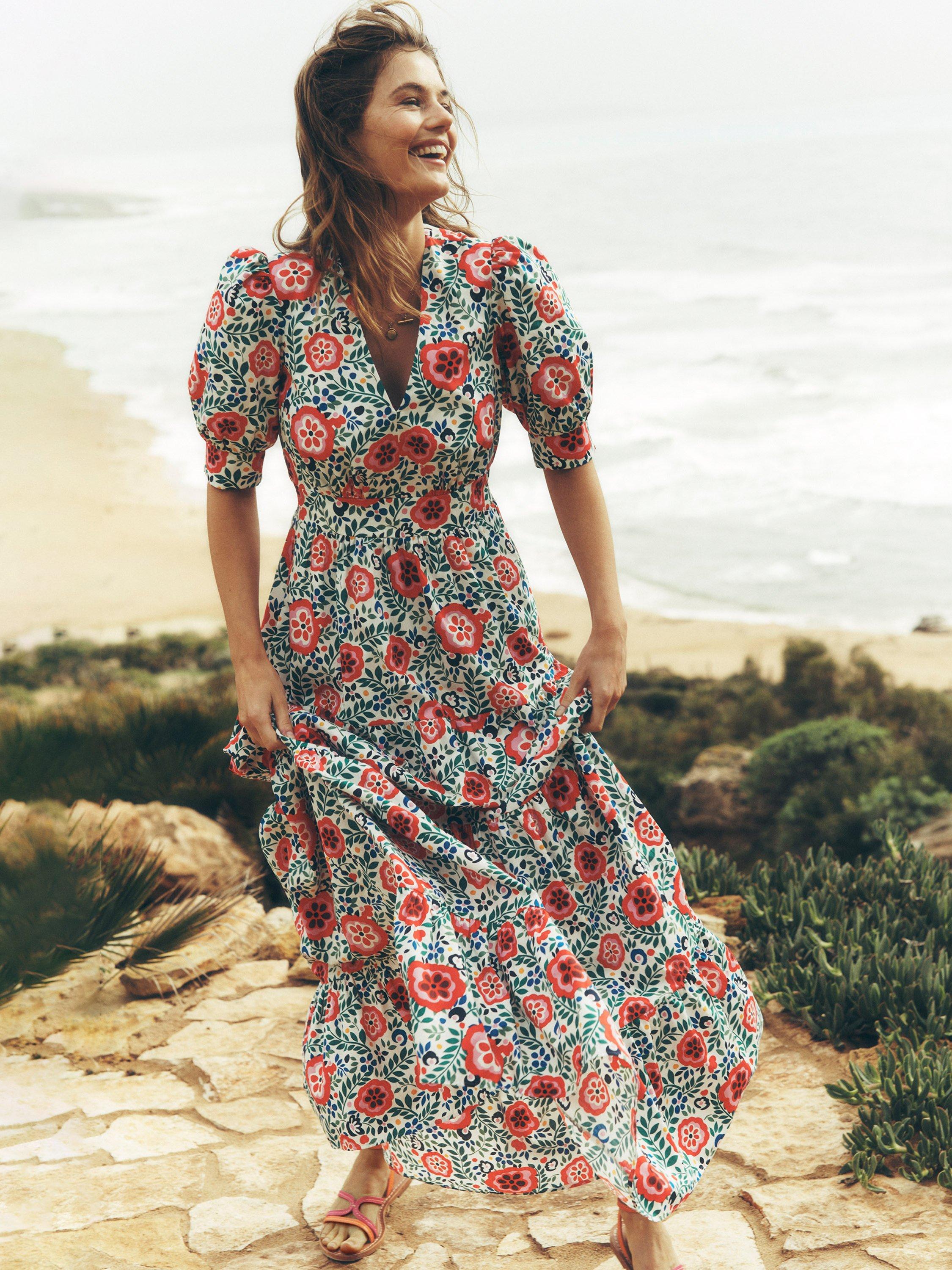 Product image 6 of 7, which shows Boden Bella Floral Puff Sleeve Maxi Dress, Multi, 8