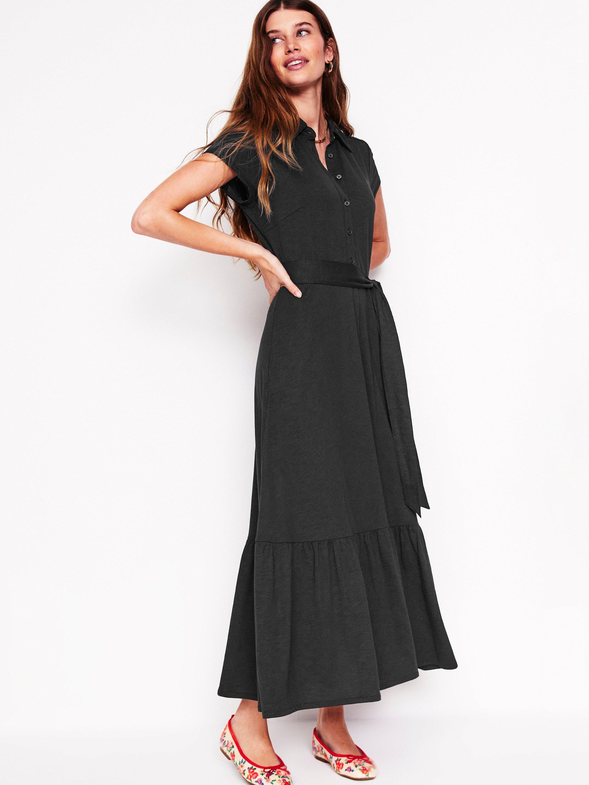 Boden Cressida Jersey Shirt Dress, Black