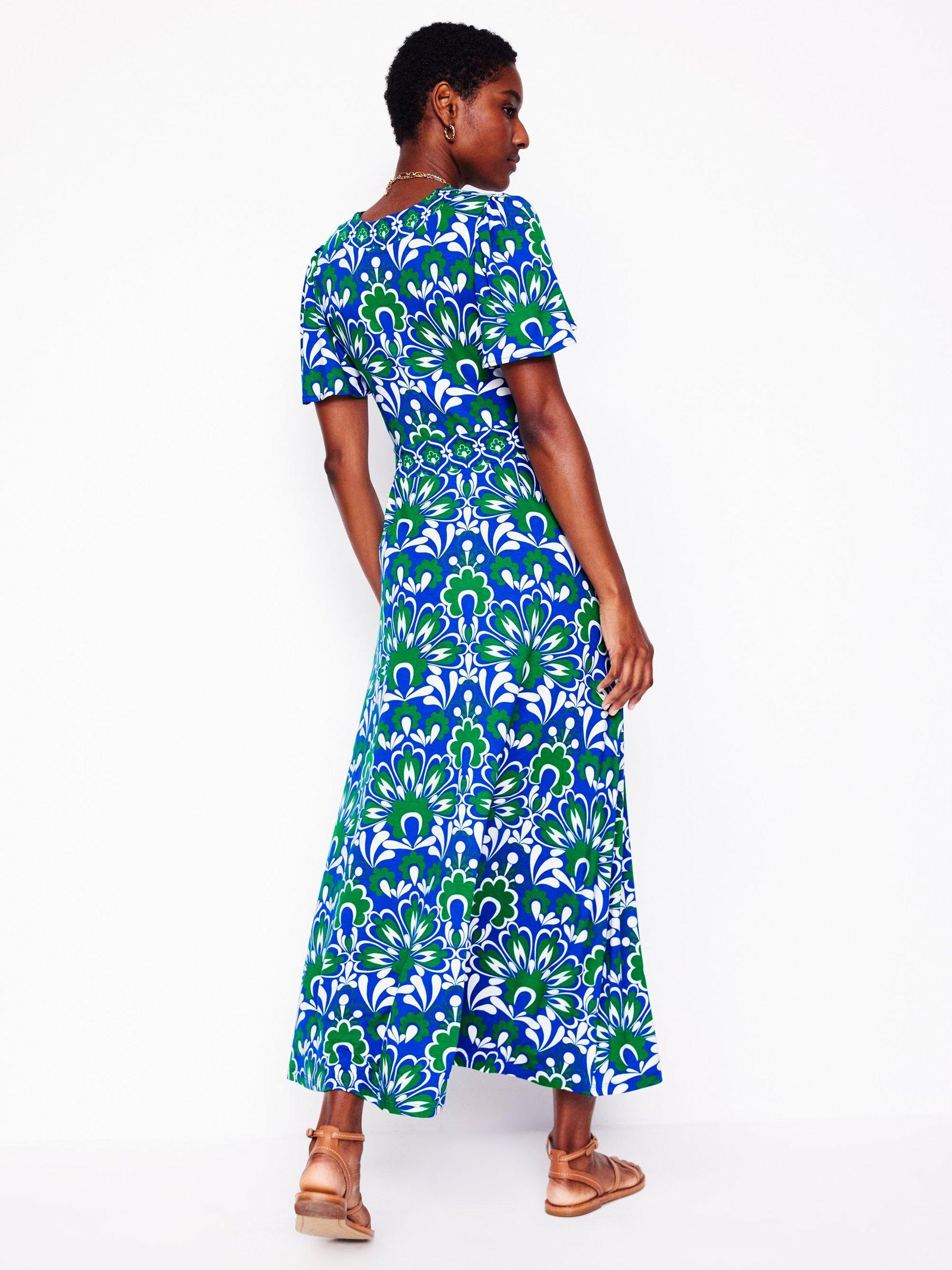 Product image 3 of 5, which shows Boden Ellie Floral Flutter Maxi Tea Dress, Blue/Multi, 8