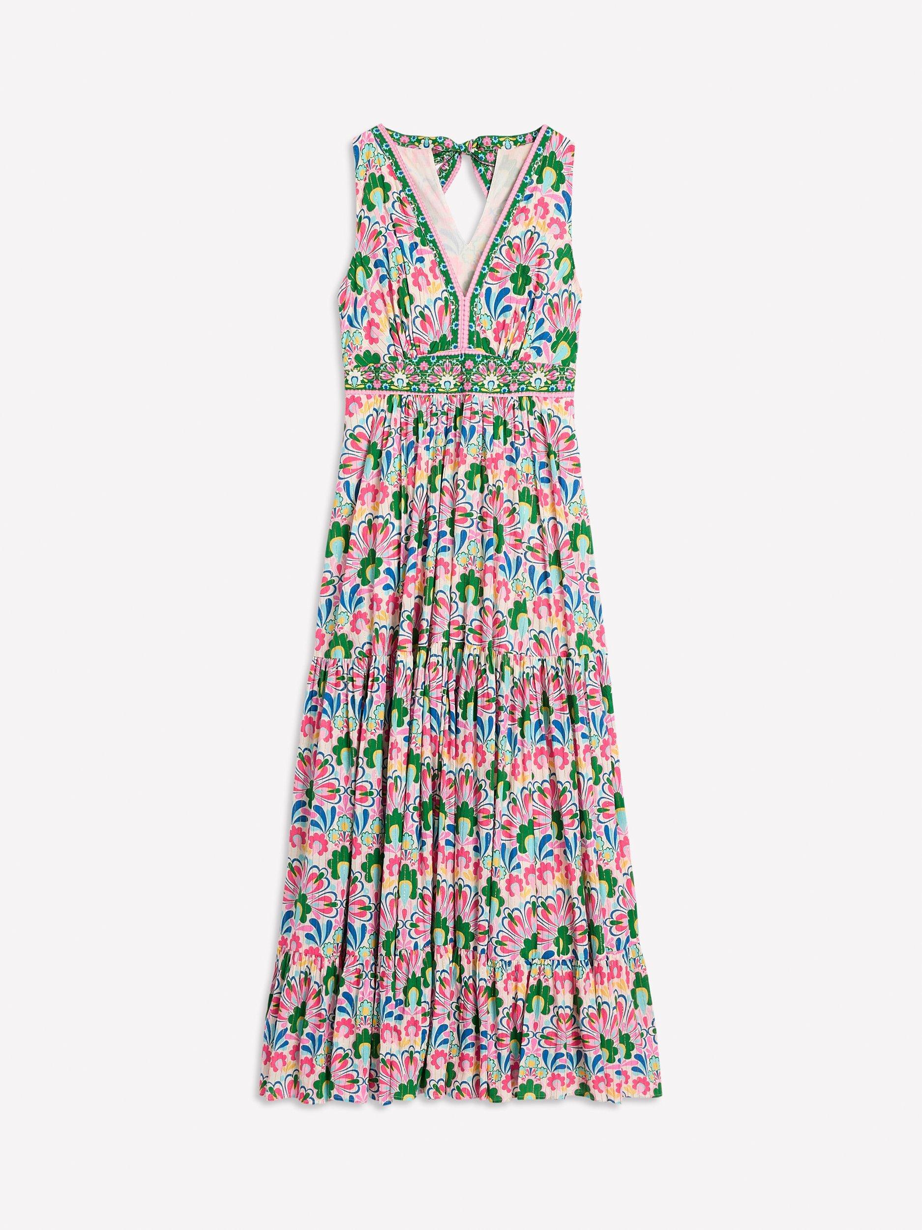 Product image 6 of 6, which shows Boden Serena Geometric Tie Maxi Dress, Multi, 10