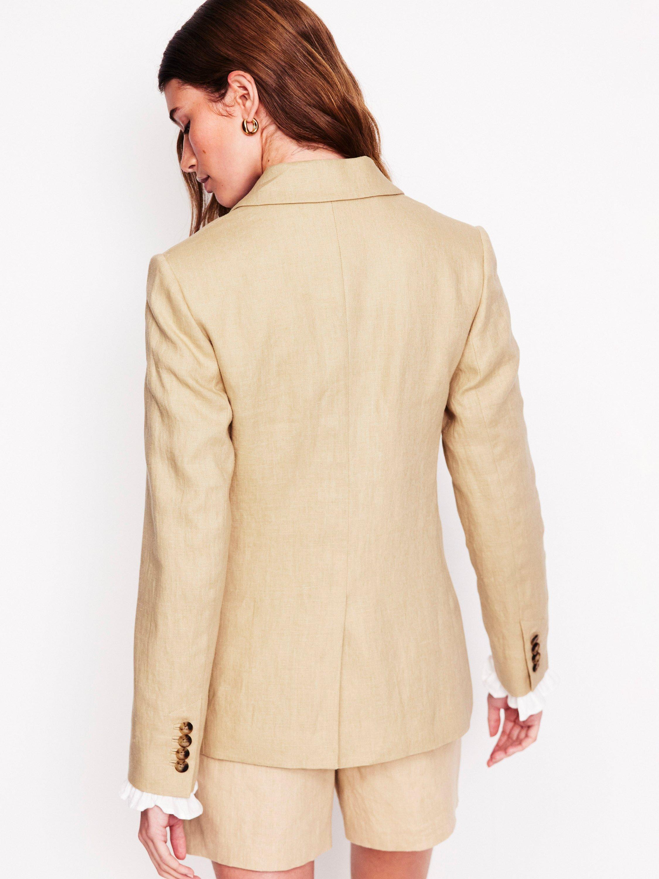 Product image 3 of 7, which shows Boden Stamford Pure Linen Blazer, Neutral, 10