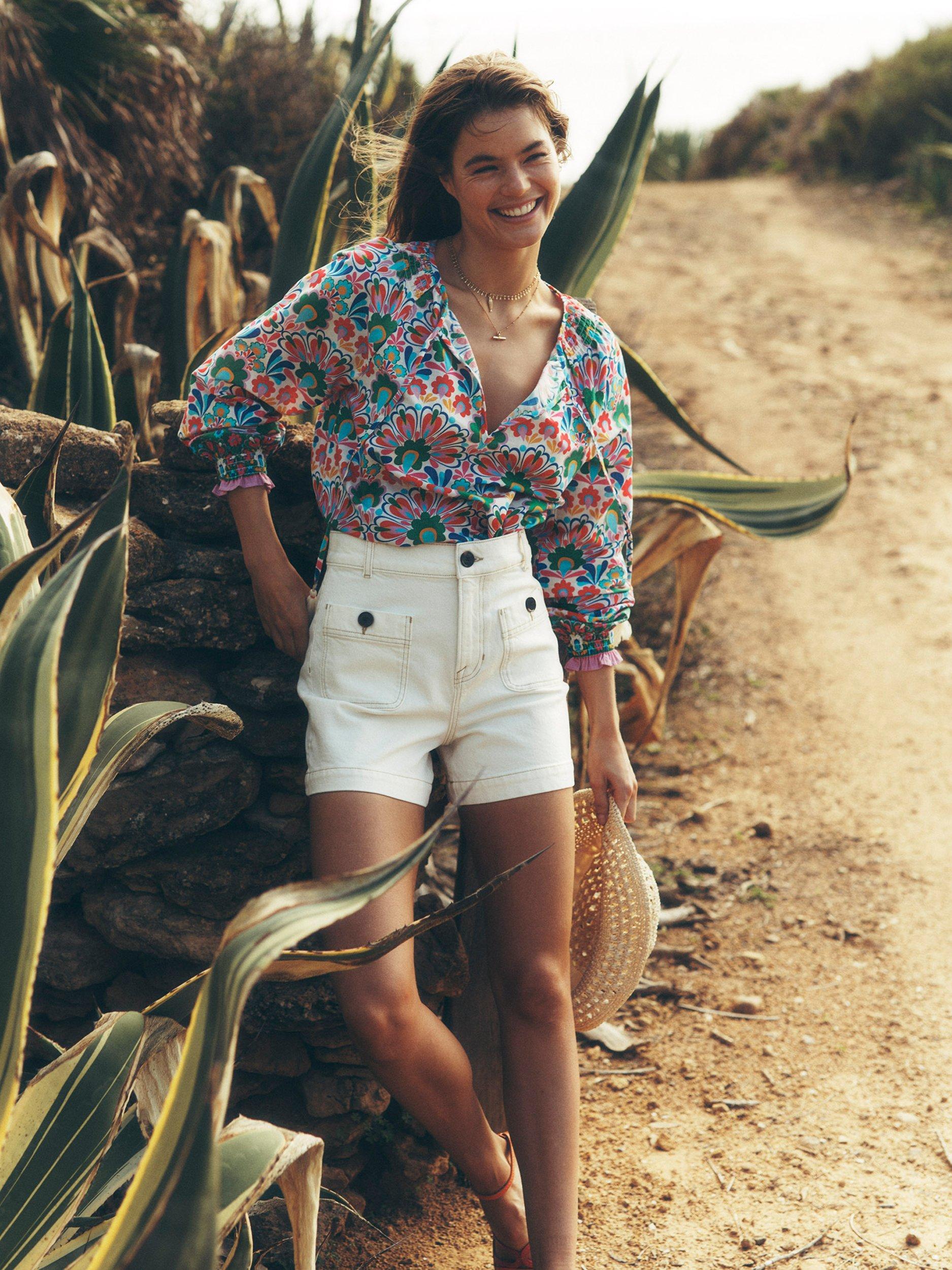 Product image 5 of 6, which shows Boden Easy Floral Shirred Top, Pink/Multi, 8