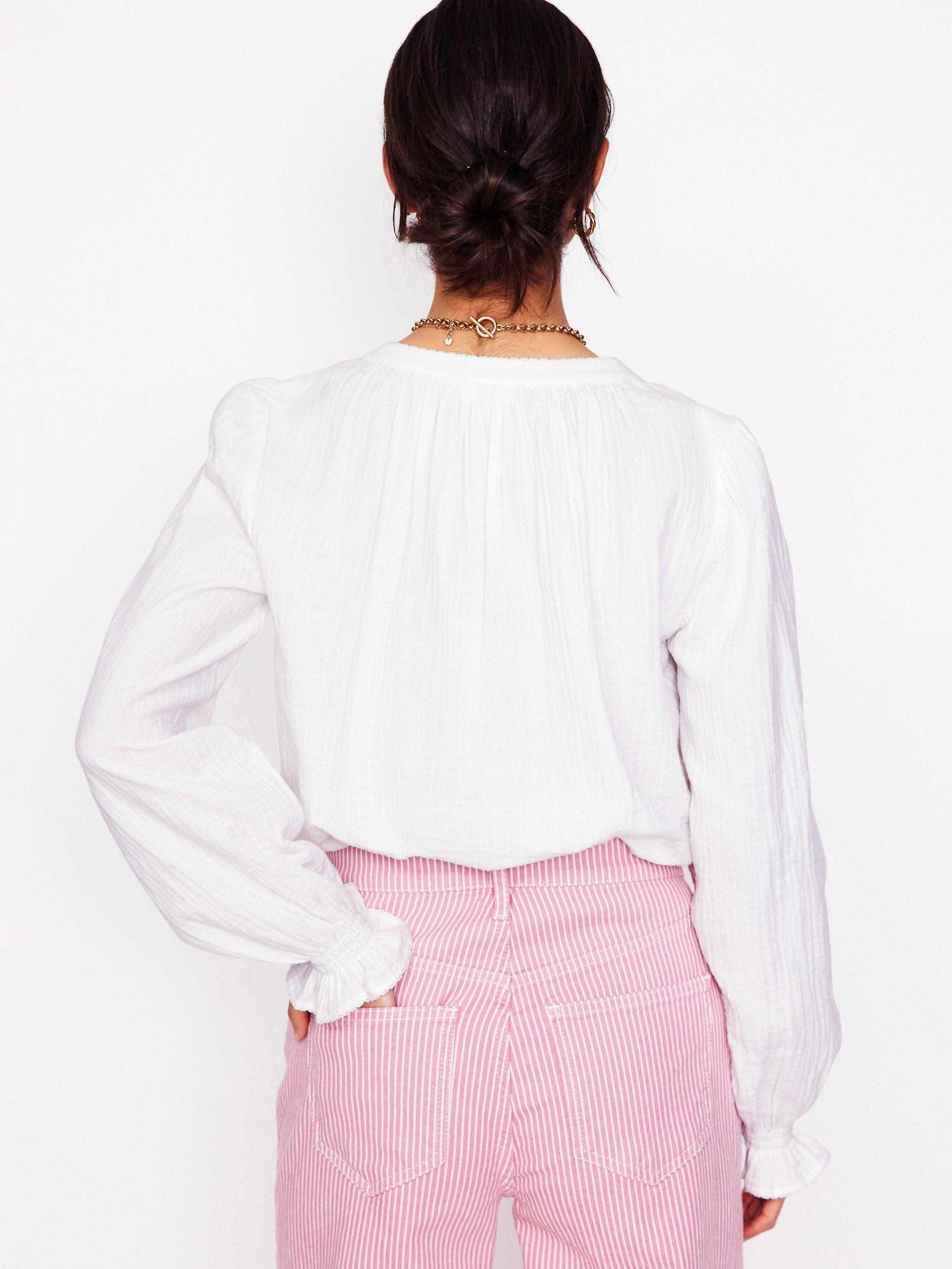 Product image 3 of 5, which shows Boden Evie Double Cloth Top, White, 8