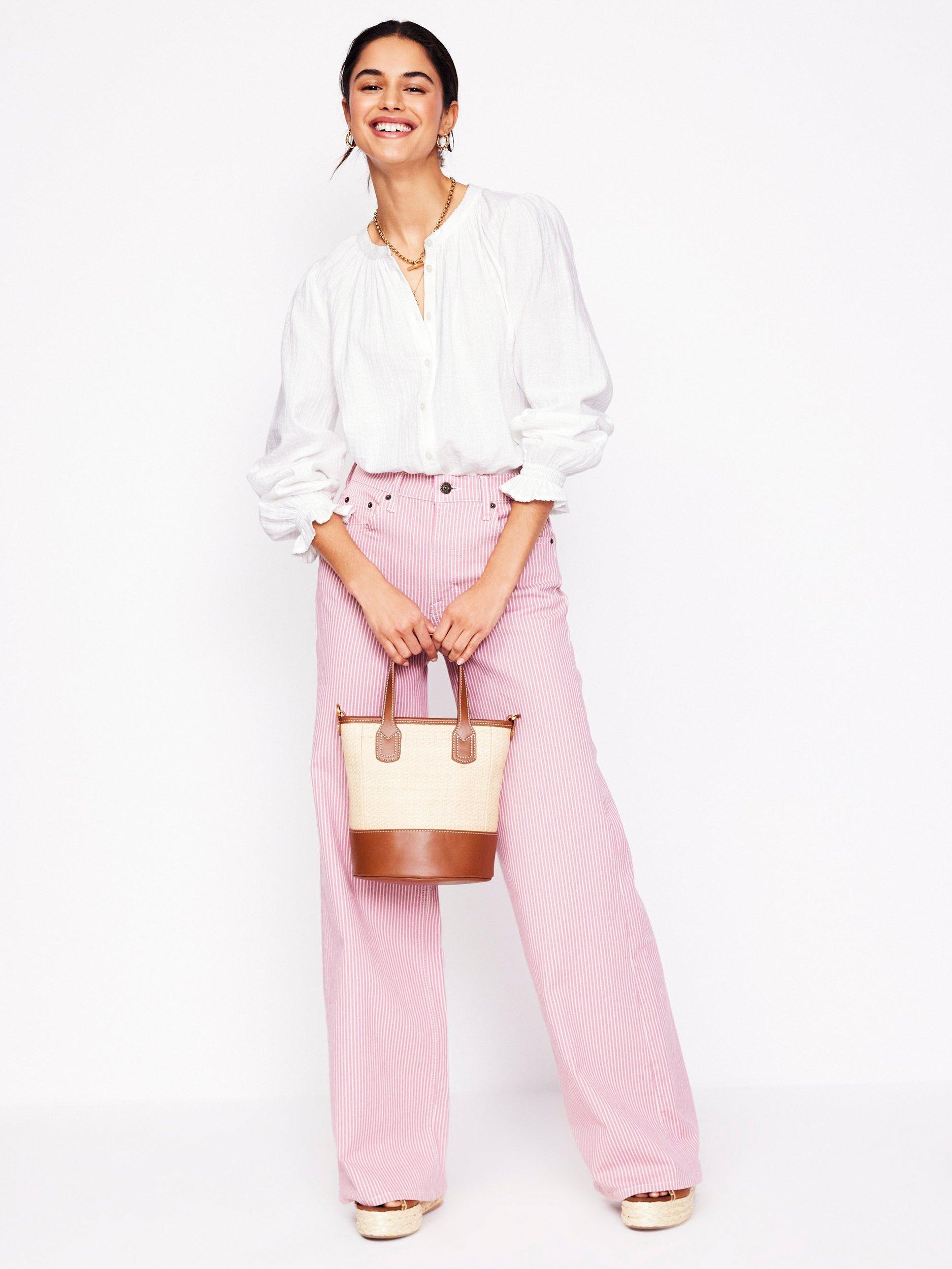 Product image 4 of 5, which shows Boden Evie Double Cloth Top, White, 8