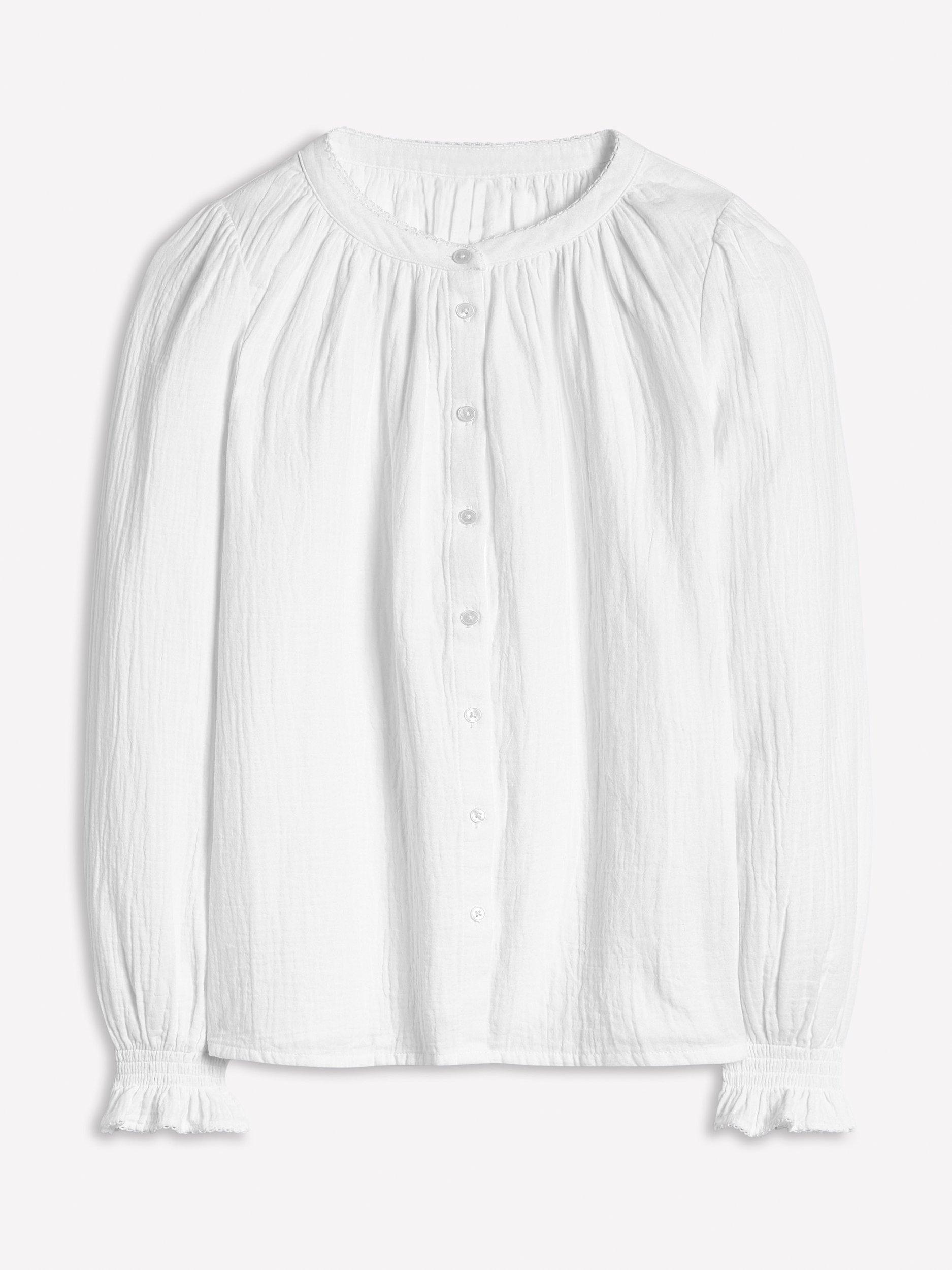 Product image 5 of 5, which shows Boden Evie Double Cloth Top, White, 8