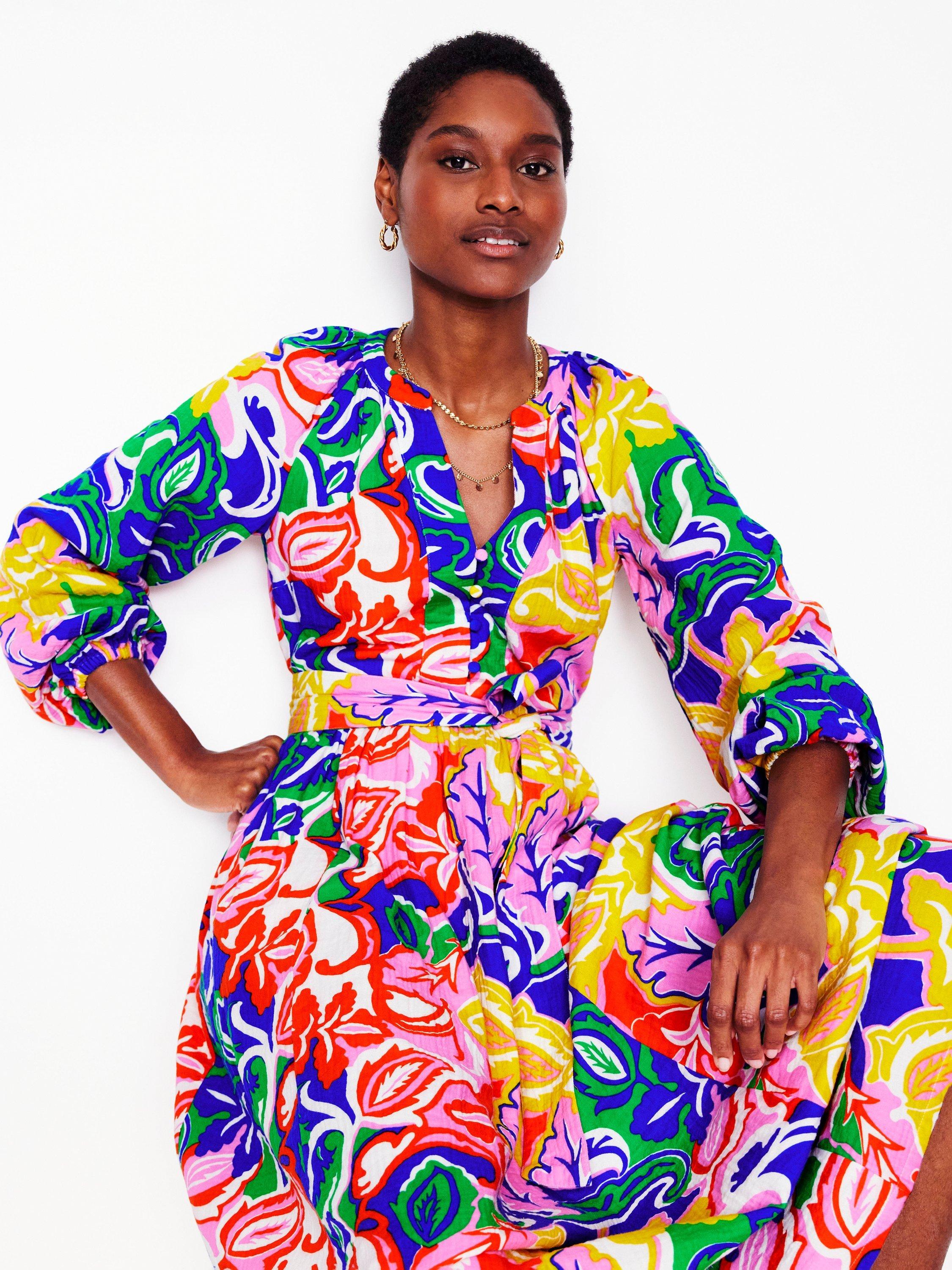 Boden Faye Floral Double Cloth Dress, Multi