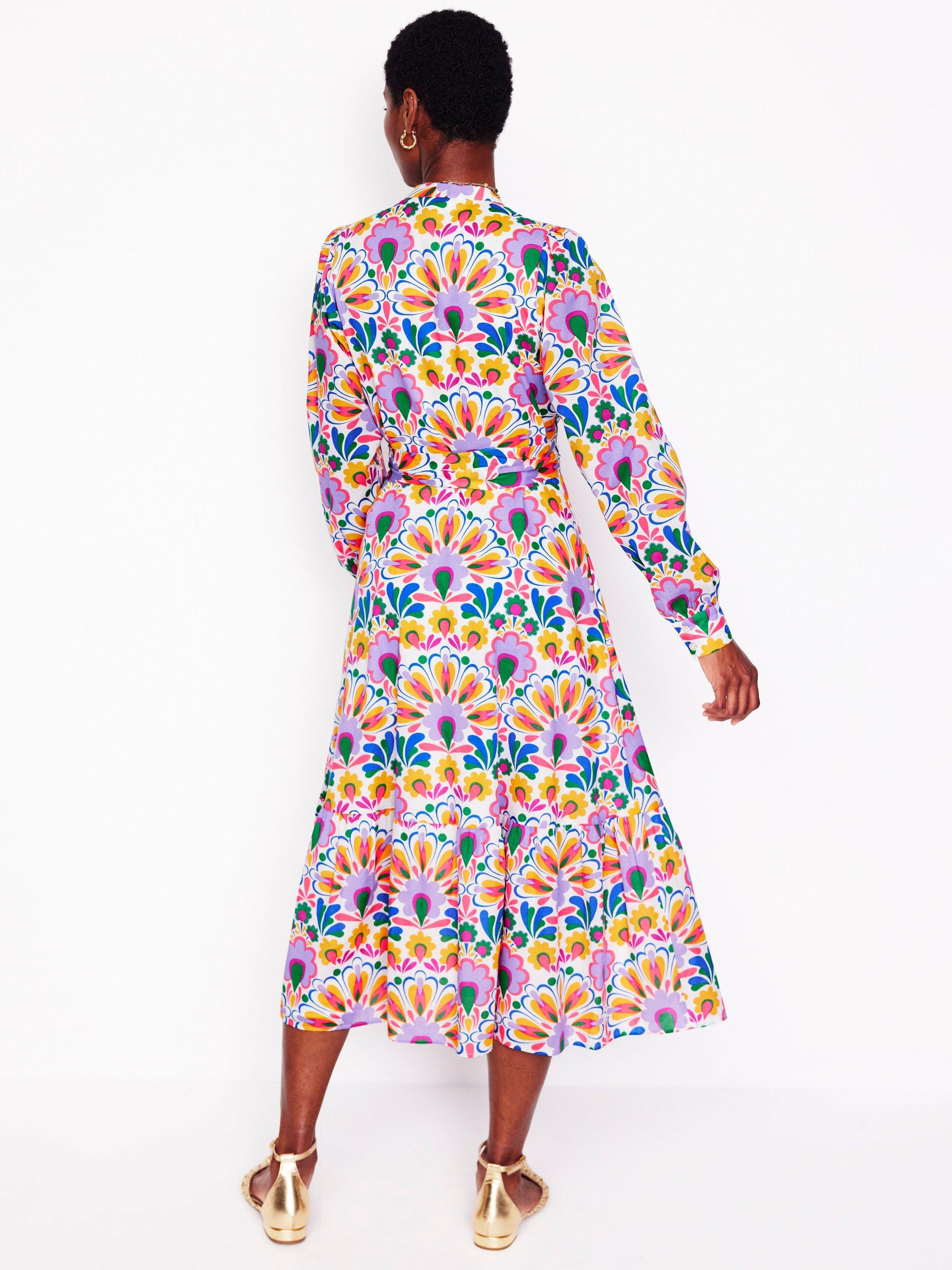 Product image 3 of 8, which shows Boden Mia Floral Tiered Shirt Dress, Multi, 8