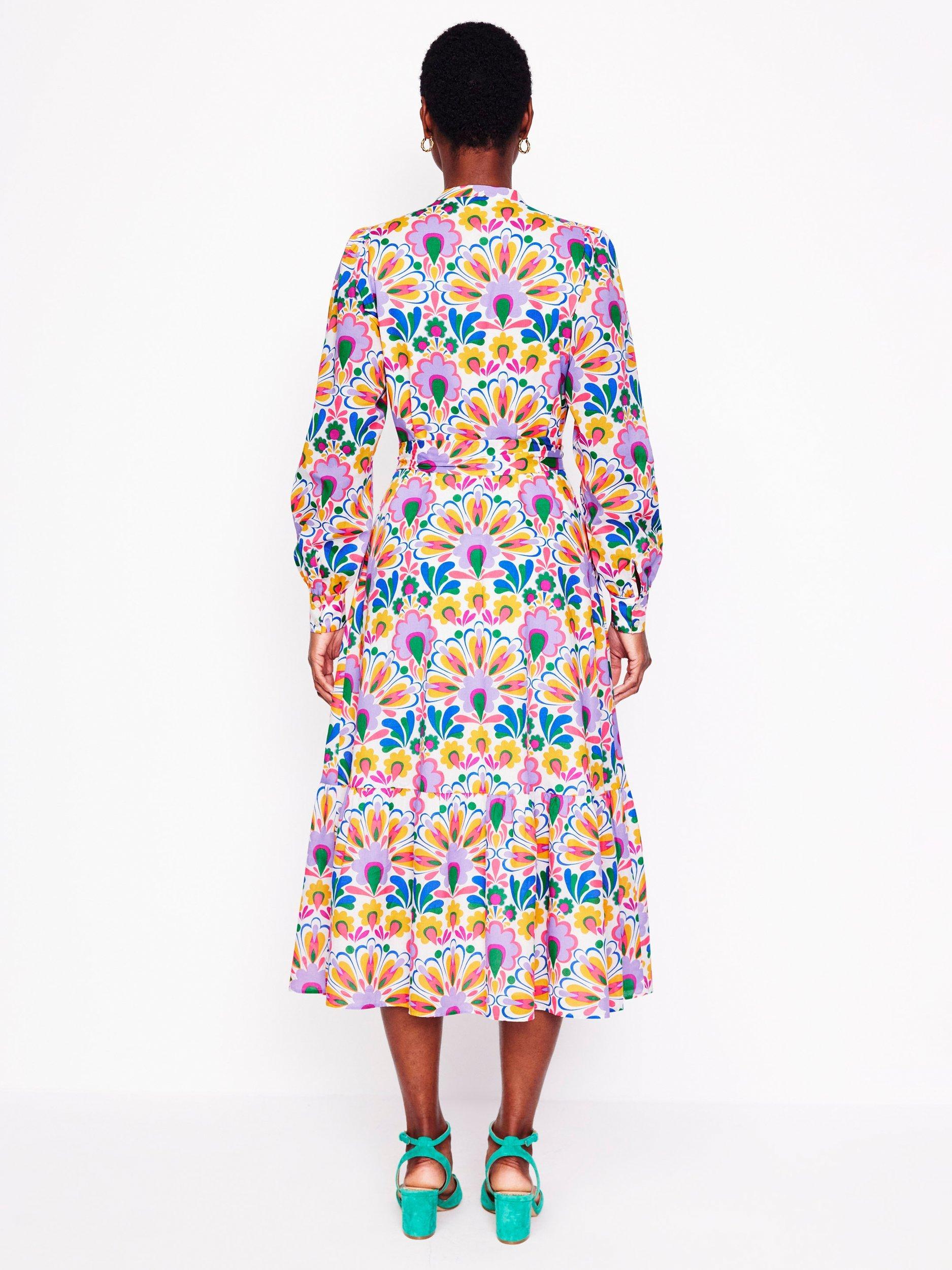 Product image 5 of 8, which shows Boden Mia Floral Tiered Shirt Dress, Multi, 8