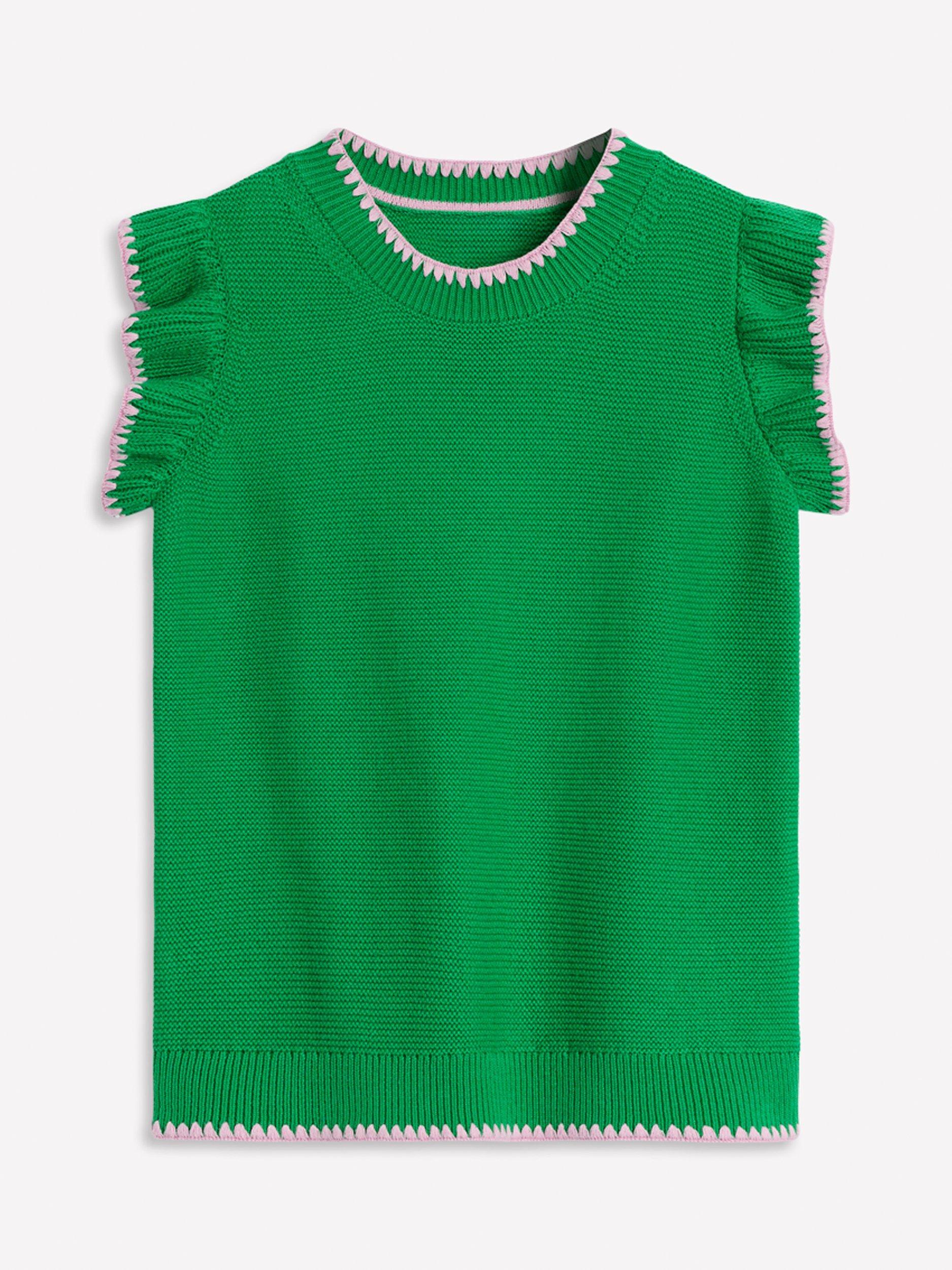 Product image 6 of 6, which shows Boden Lena Stitch Detail Tank Top, Green, XS