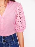 Boden Eden Puff Sleeve Henley Top, Pink