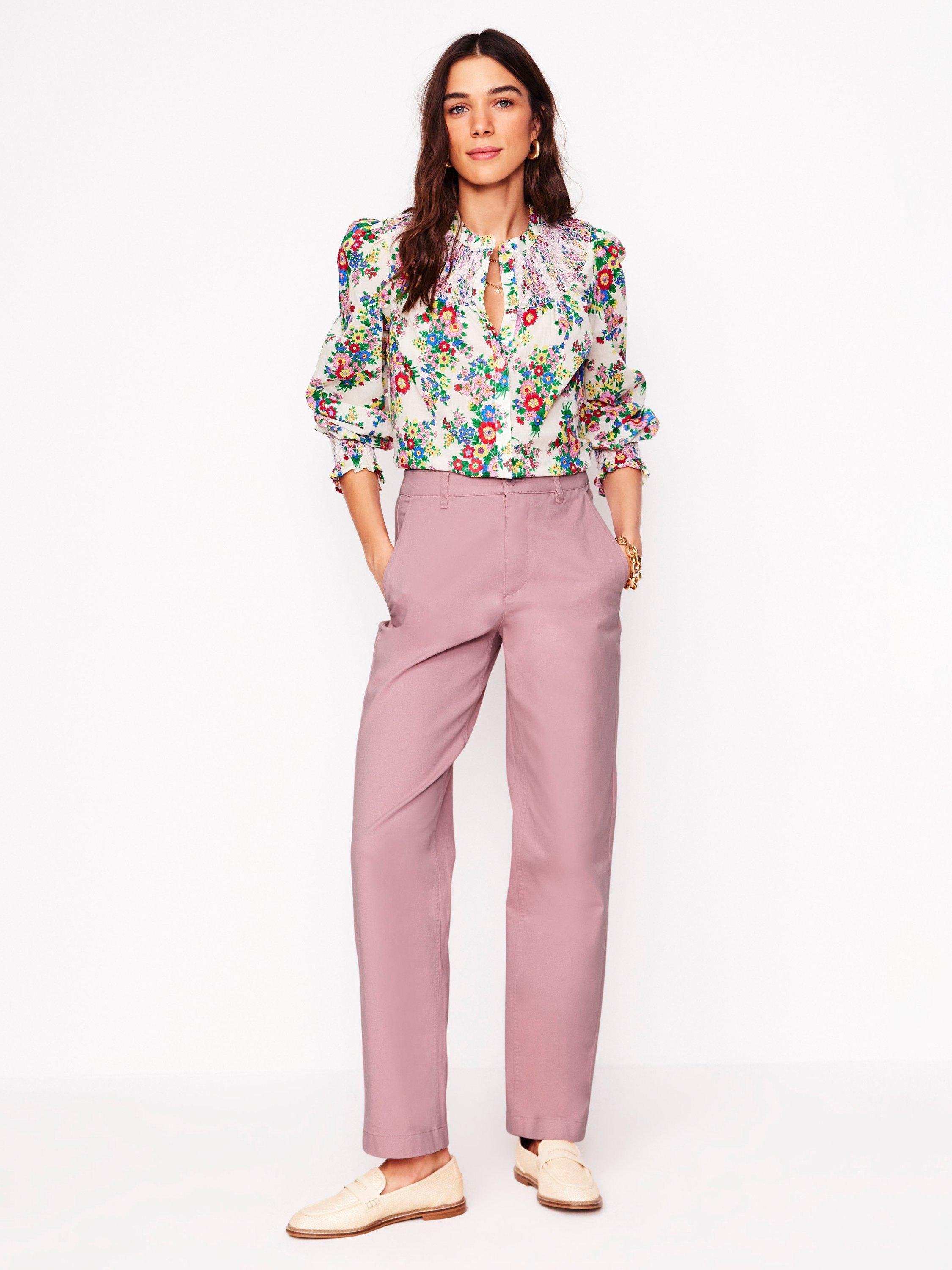 Product image 1 of 6, which shows Boden Barnsbury Tapered Hem Chinos, Pink, 8