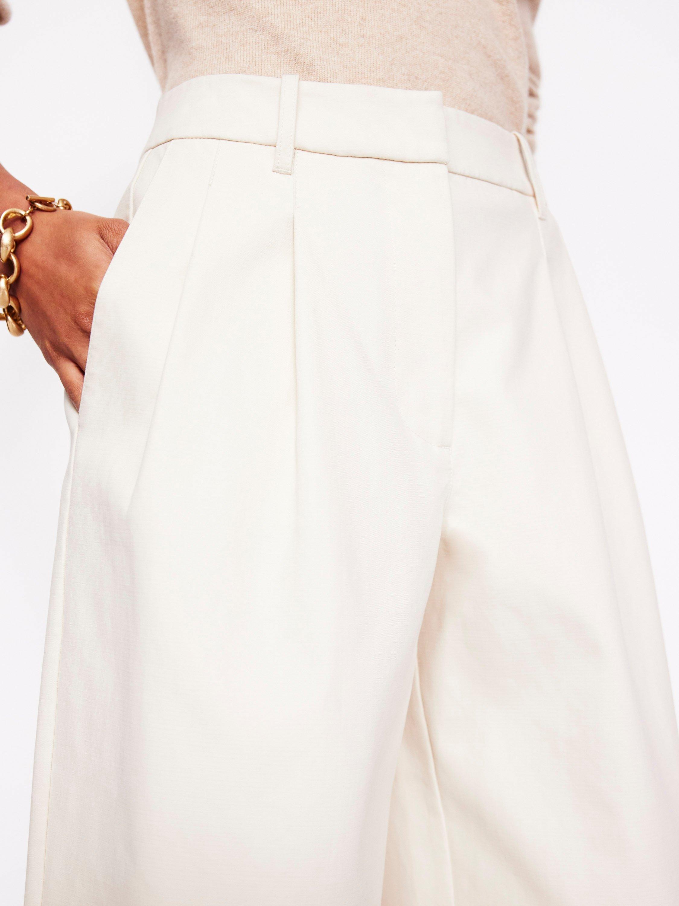 Product image 4 of 6, which shows Boden Bloomsbury Wide Leg Trousers, Off White, 12