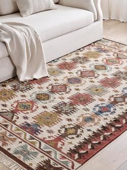 John Lewis Azita Kelim Flatweave Wool Rich Rug, Red/Multi - view 2, Red/Multi