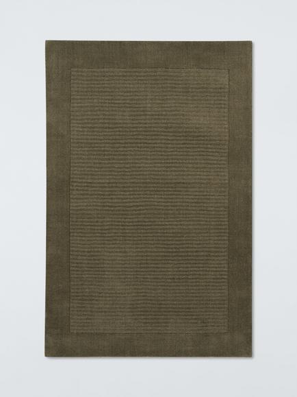 John Lewis ANYDAY Border Wool Hand Loomed Rug, Avocado