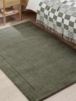 John Lewis ANYDAY Border Wool Hand Loomed Rug - view 2, Avocado