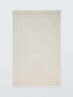 John Lewis Box Stripe Pure Wool Rug, White Ivory, White Ivory
