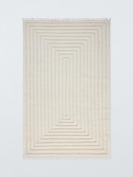 John Lewis Box Stripe Pure Wool Rug, White Ivory, White Ivory