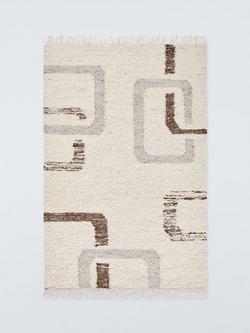 John Lewis Frame Geometric Wool Rich Rug, Natural/Multi, Natural/Multi