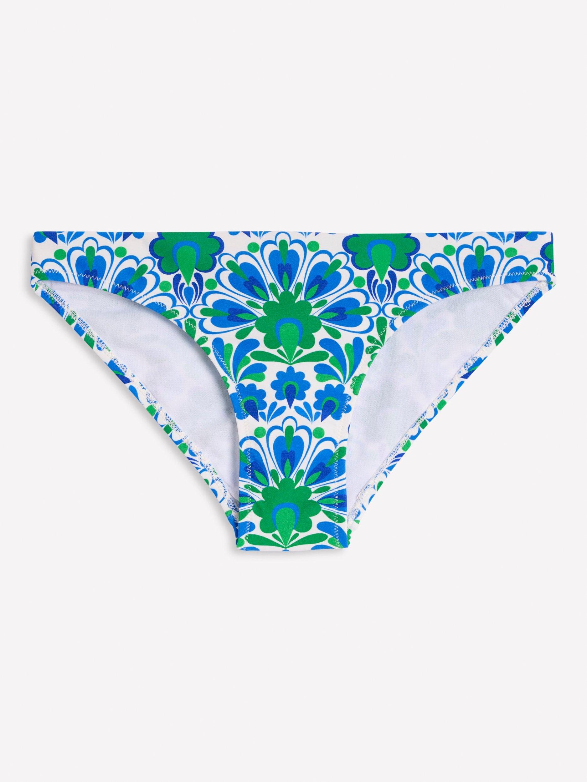 Product image 6 of 7, which shows Boden Classic Geometric Bikini Bottoms, Blue/Multi, 8