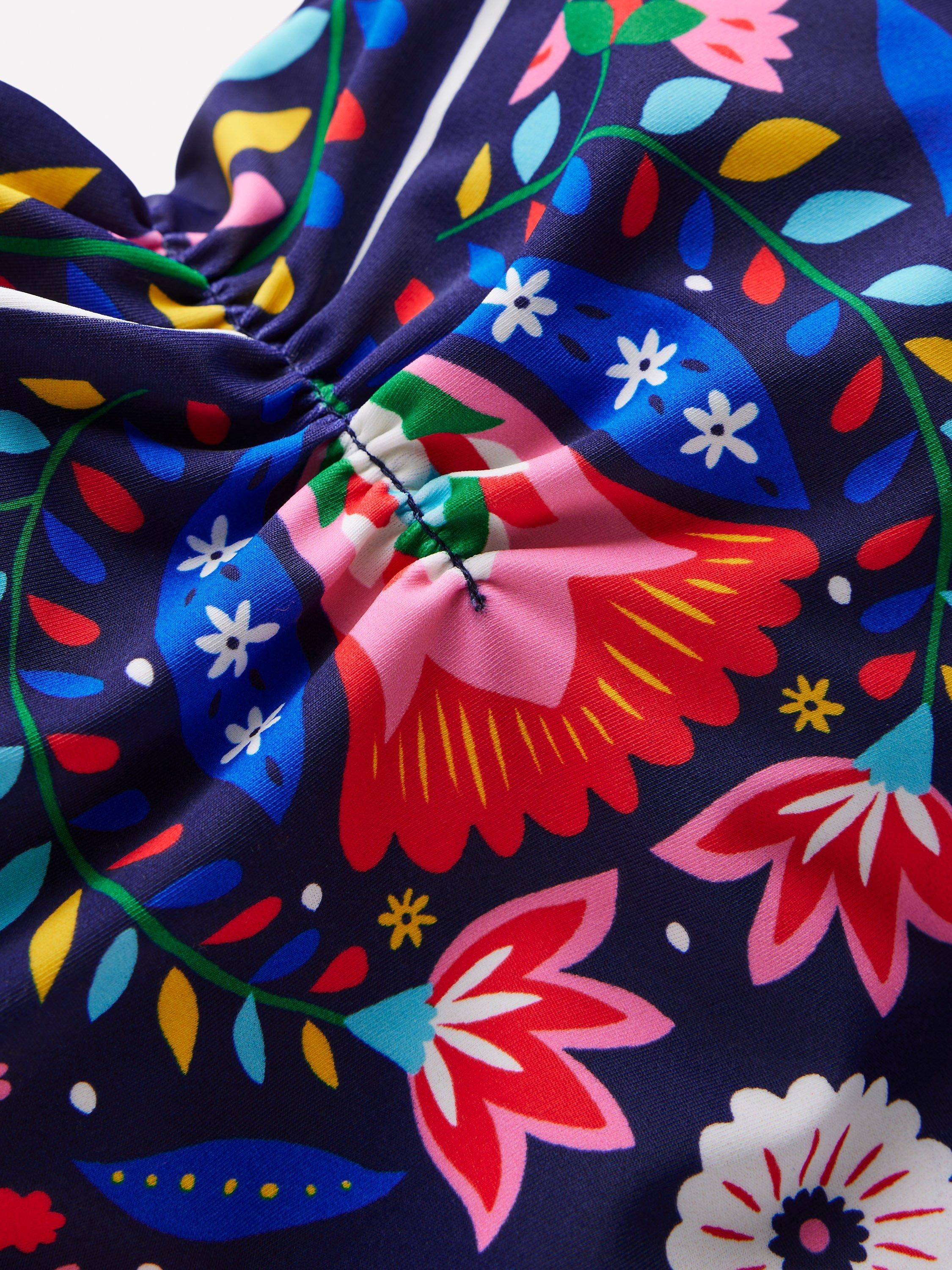 Product image 6 of 6, which shows Boden Floral Sweetheart Swimsuit, Navy/Multi, 8