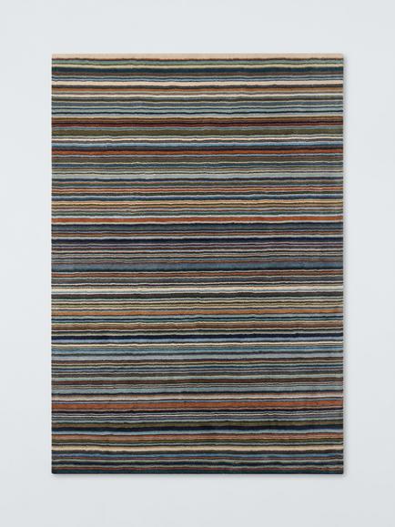 John Lewis Russet Multistripe Hand Loomed Rug, Blue/Multi