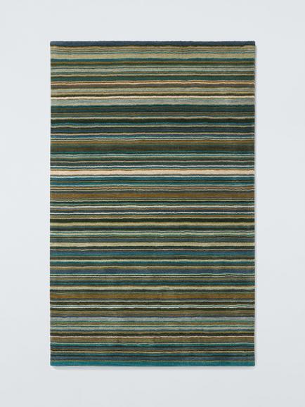 John Lewis Russet Multistripe Hand Loomed Rug, Green/Multi