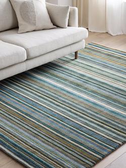 John Lewis Russet Multistripe Rug - view 2, Green