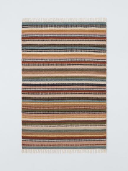 John Lewis Somerton Wool Rich Ladder Stripe Flatweave Rug, Multi