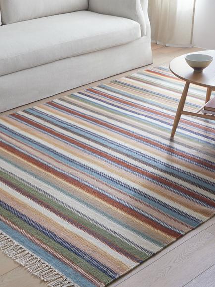 John Lewis Somerton Wool Rich Ladder Stripe Flatweave Rug - view 2, Multi
