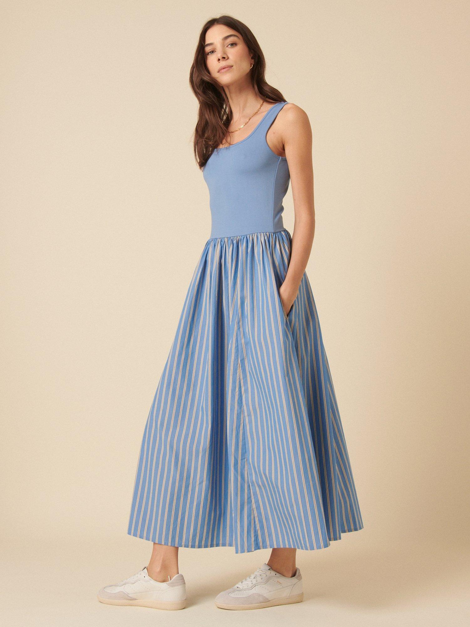 Product image 2 of 4, which shows Nobody's Child Colorado Pure Organic Cotton Midi Dress, Blue/Multi, 6