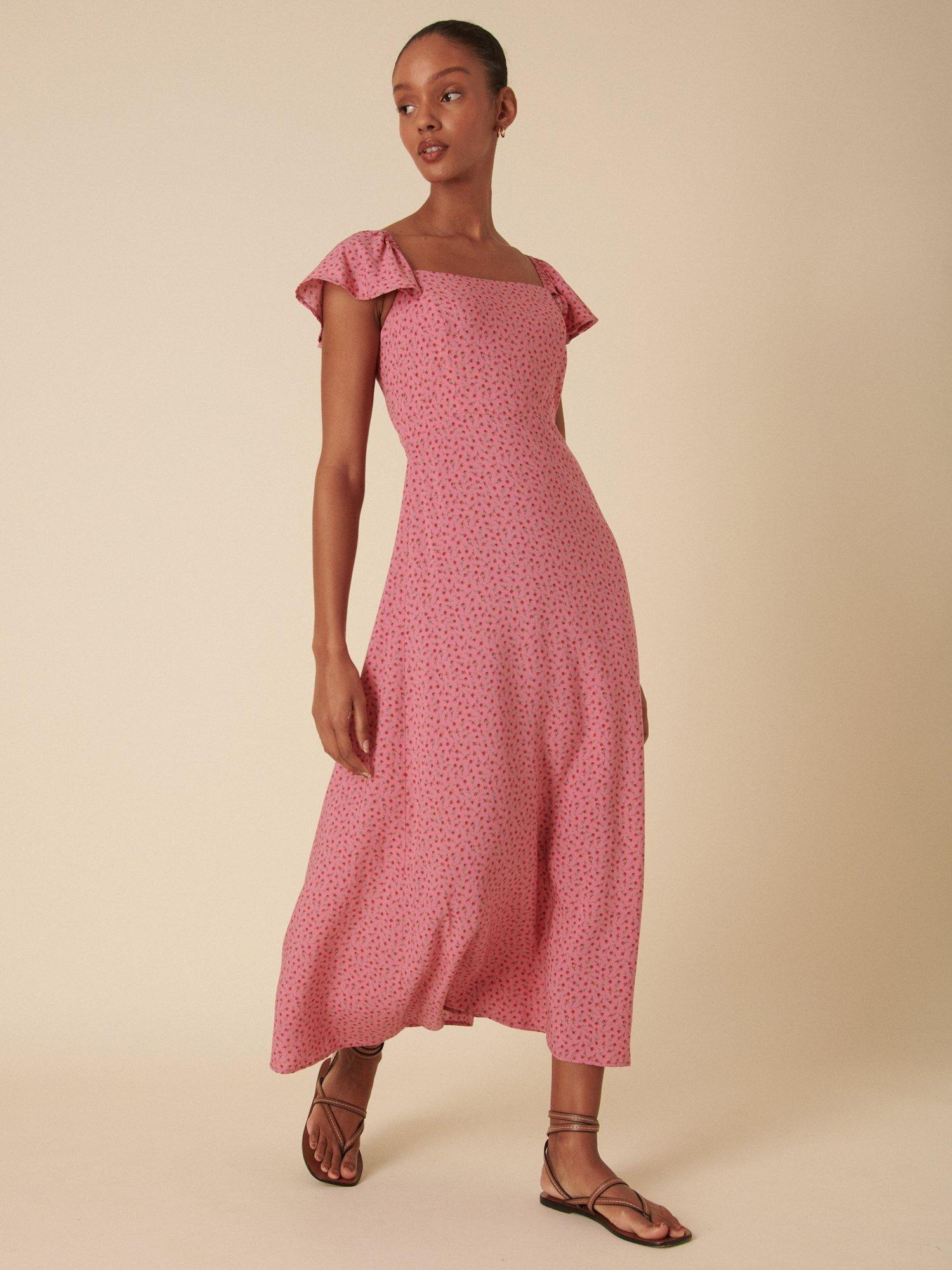 Product image 1 of 4, which shows Nobody's Child Elsie Floral Midaxi Dress, Pink, 6