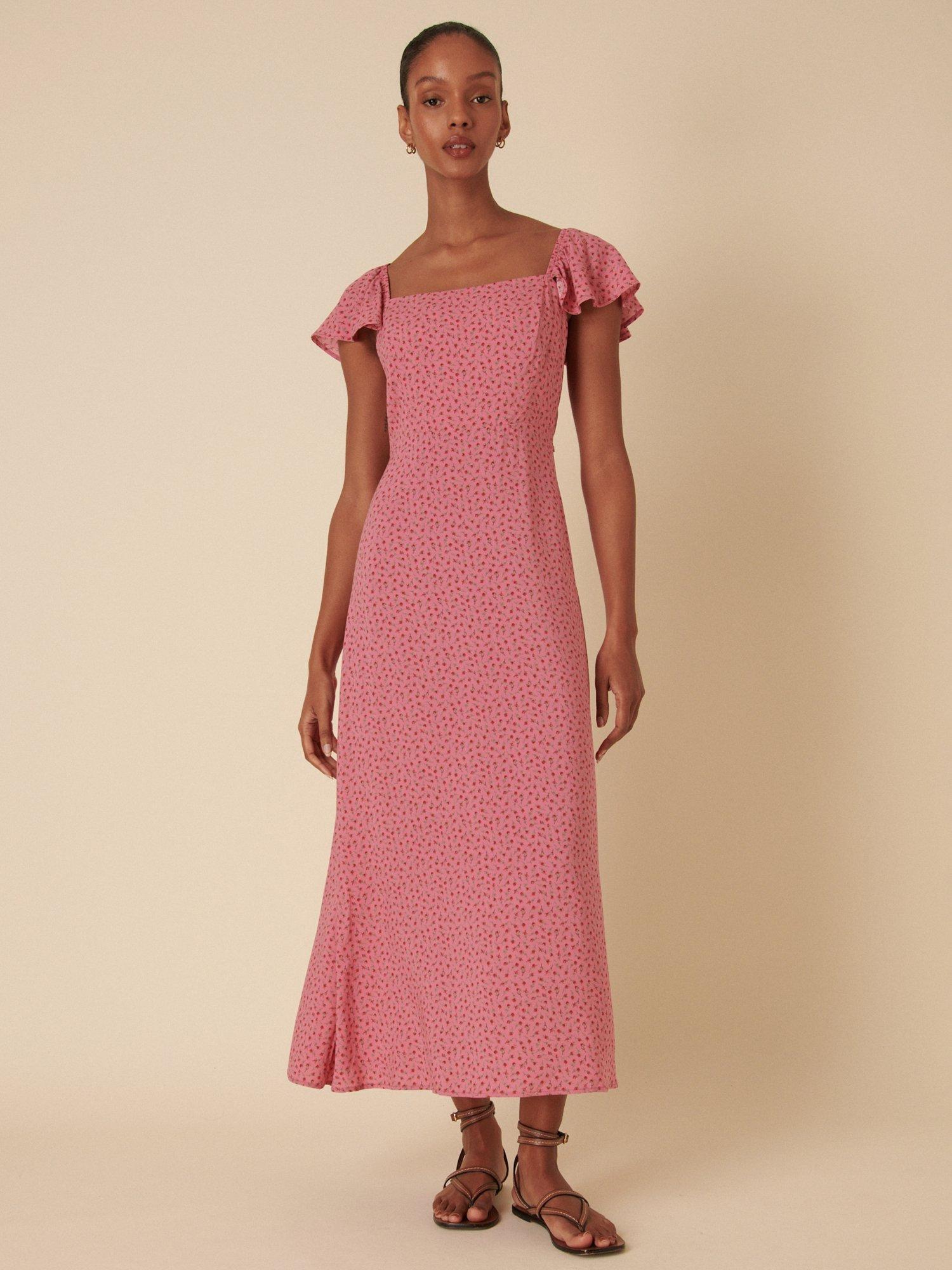 Product image 2 of 4, which shows Nobody's Child Elsie Floral Midaxi Dress, Pink, 6