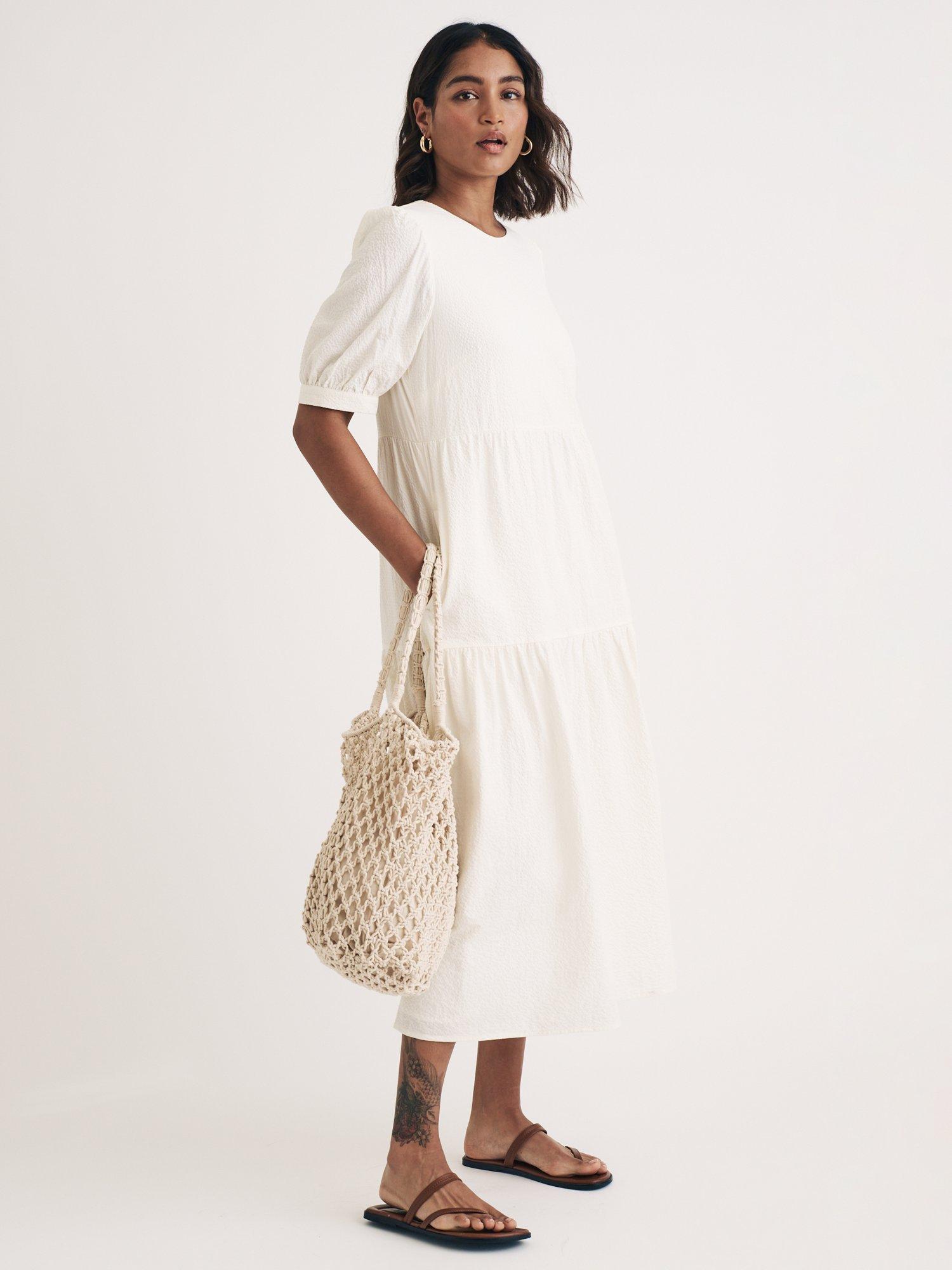 Product image 2 of 4, which shows Nobody's Child Rochelle Organic Cotton Blend Midi Dress, White, 14