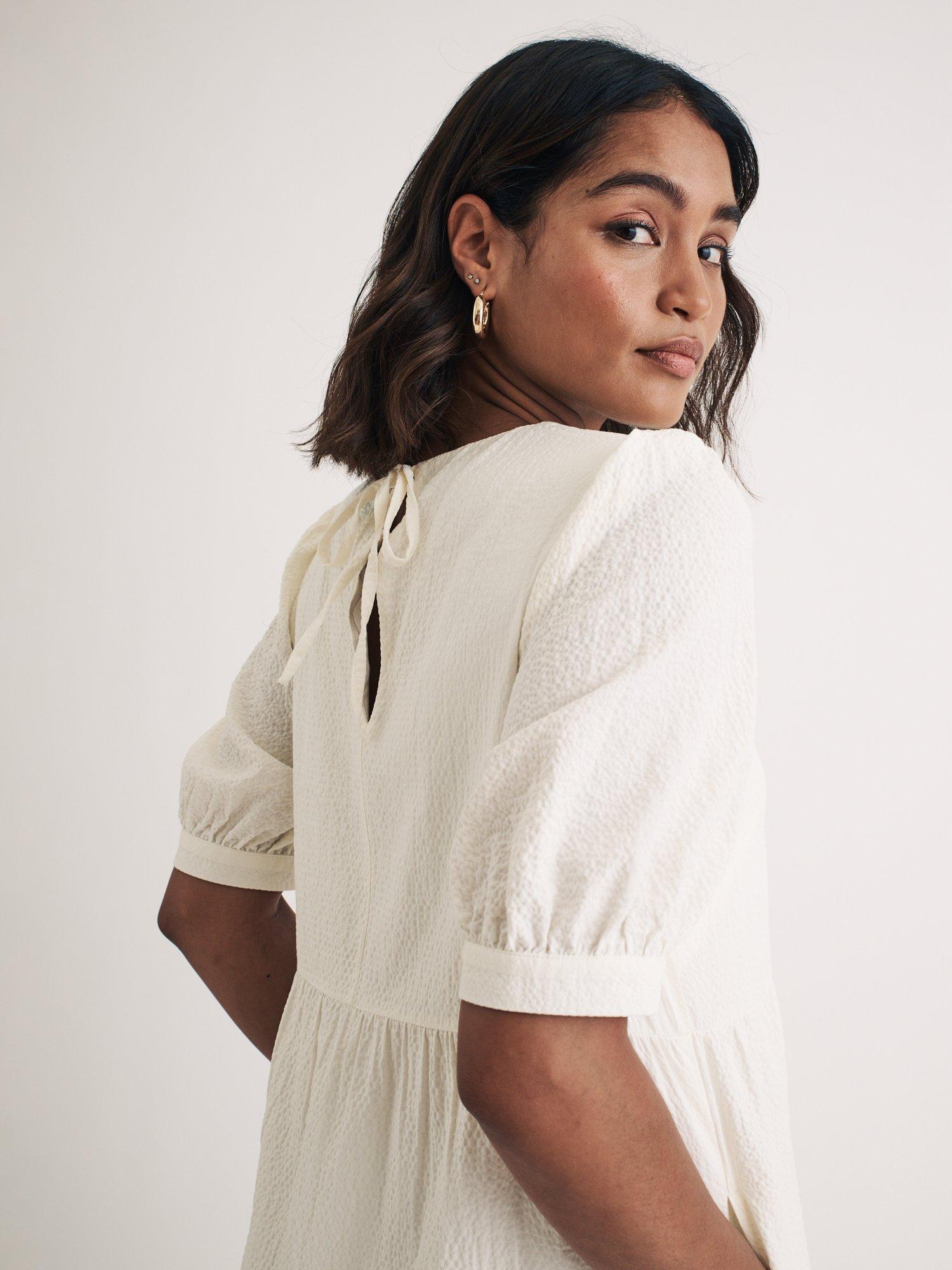Product image 3 of 4, which shows Nobody's Child Rochelle Organic Cotton Blend Midi Dress, White, 14